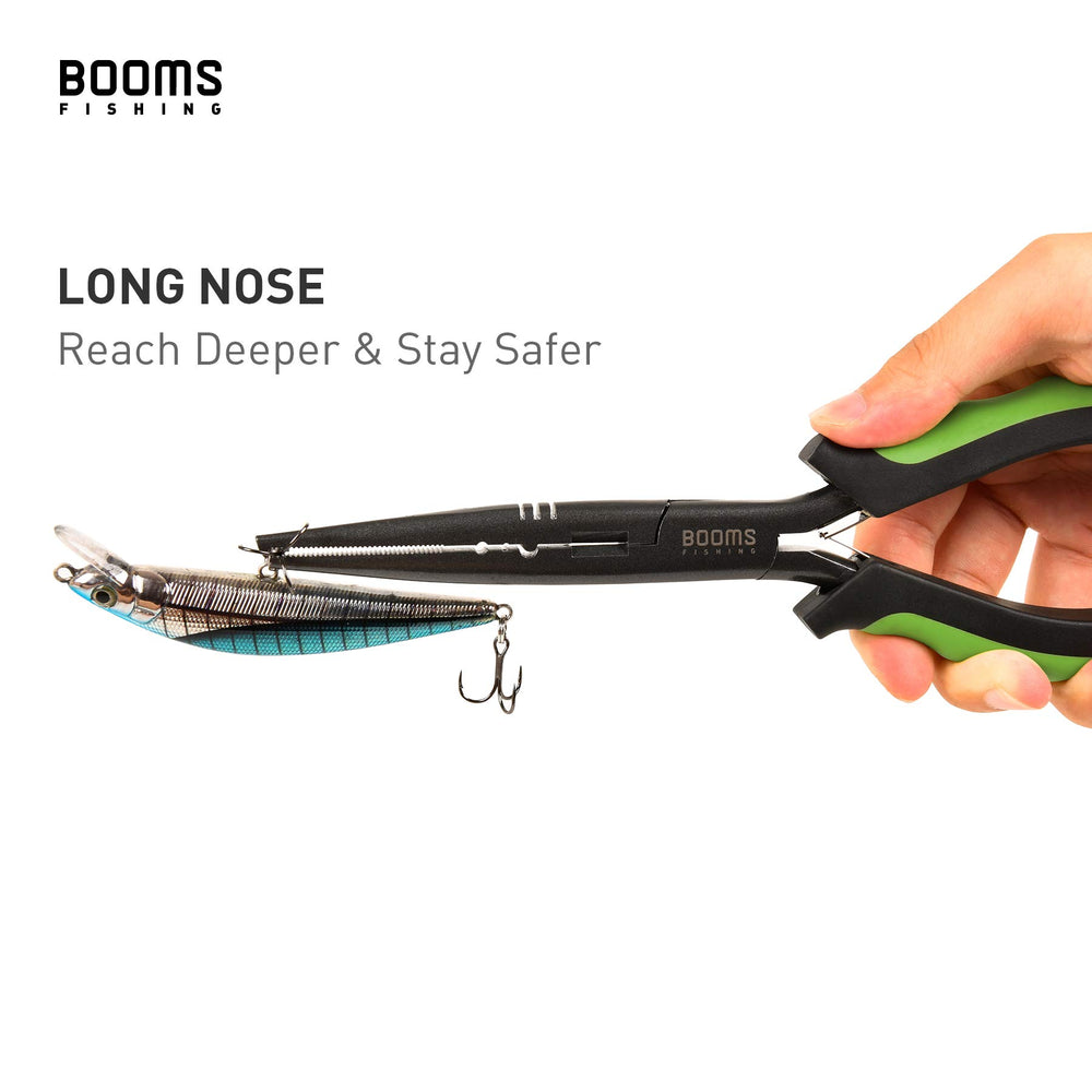 9-inch needle-nose pliers in rust-resistant carbon steel with PTFE coating for saltwater use