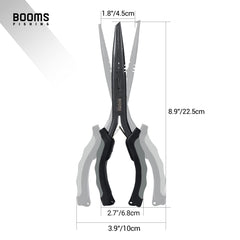 Close-up of slender jaws on Booms F03 needle-nose pliers