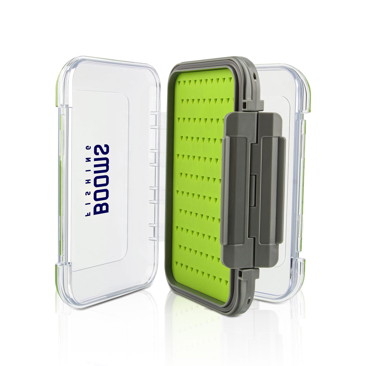 Booms Fishing FFB Fly Box - front view with clear lid