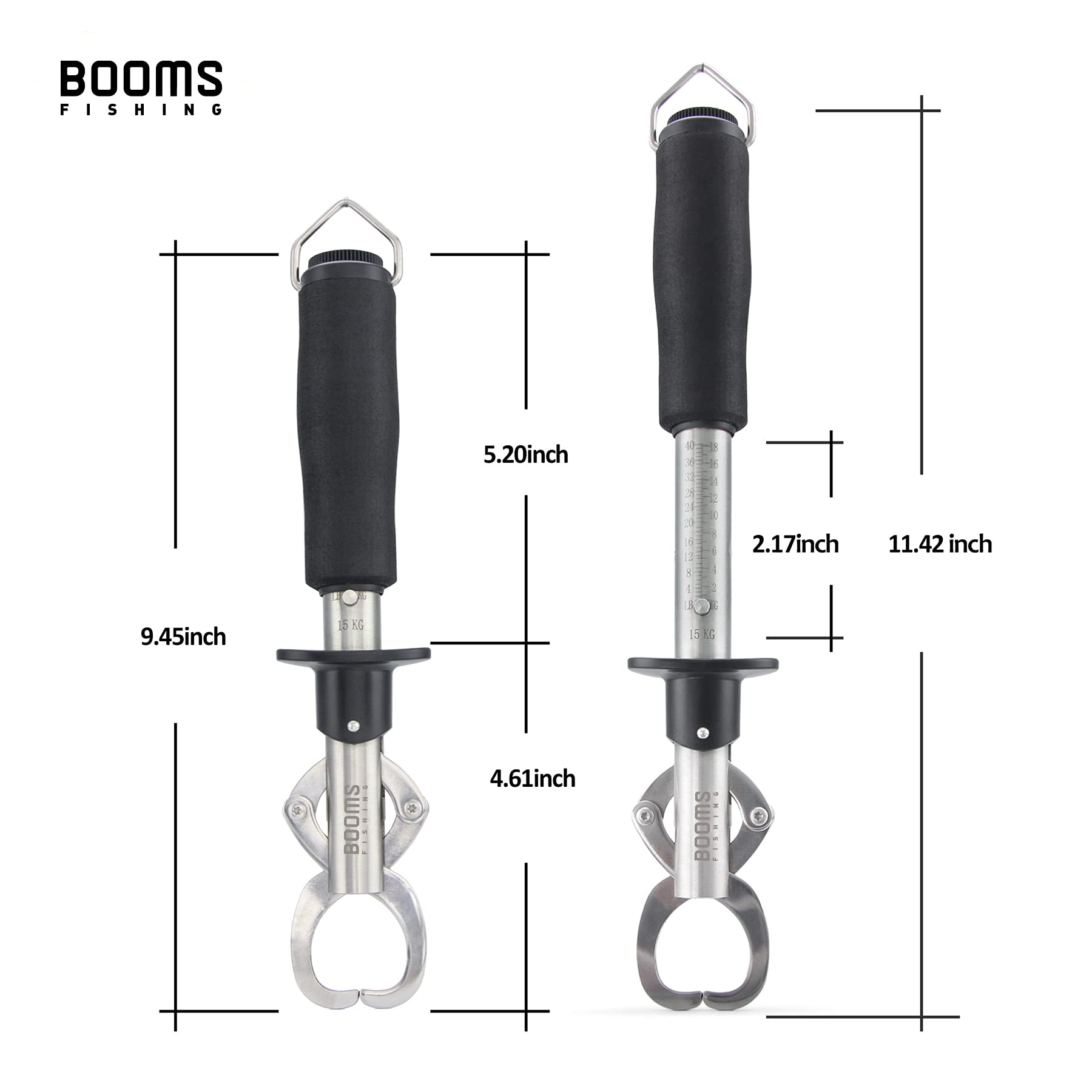 Booms Fishing G01 gripper with wrist lanyard for secure handling near water.