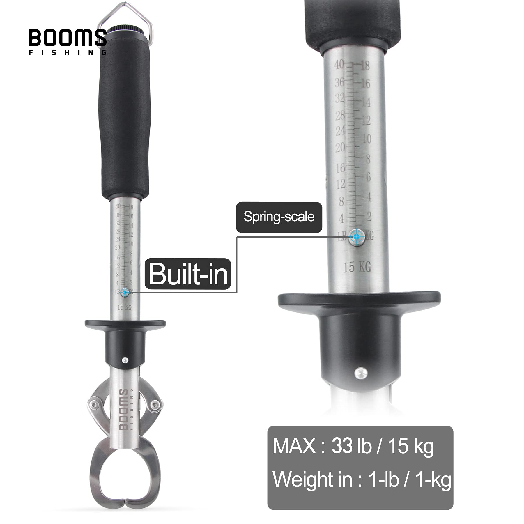 Booms Fishing G01 gripper quick-release mechanism shown for easy release.
