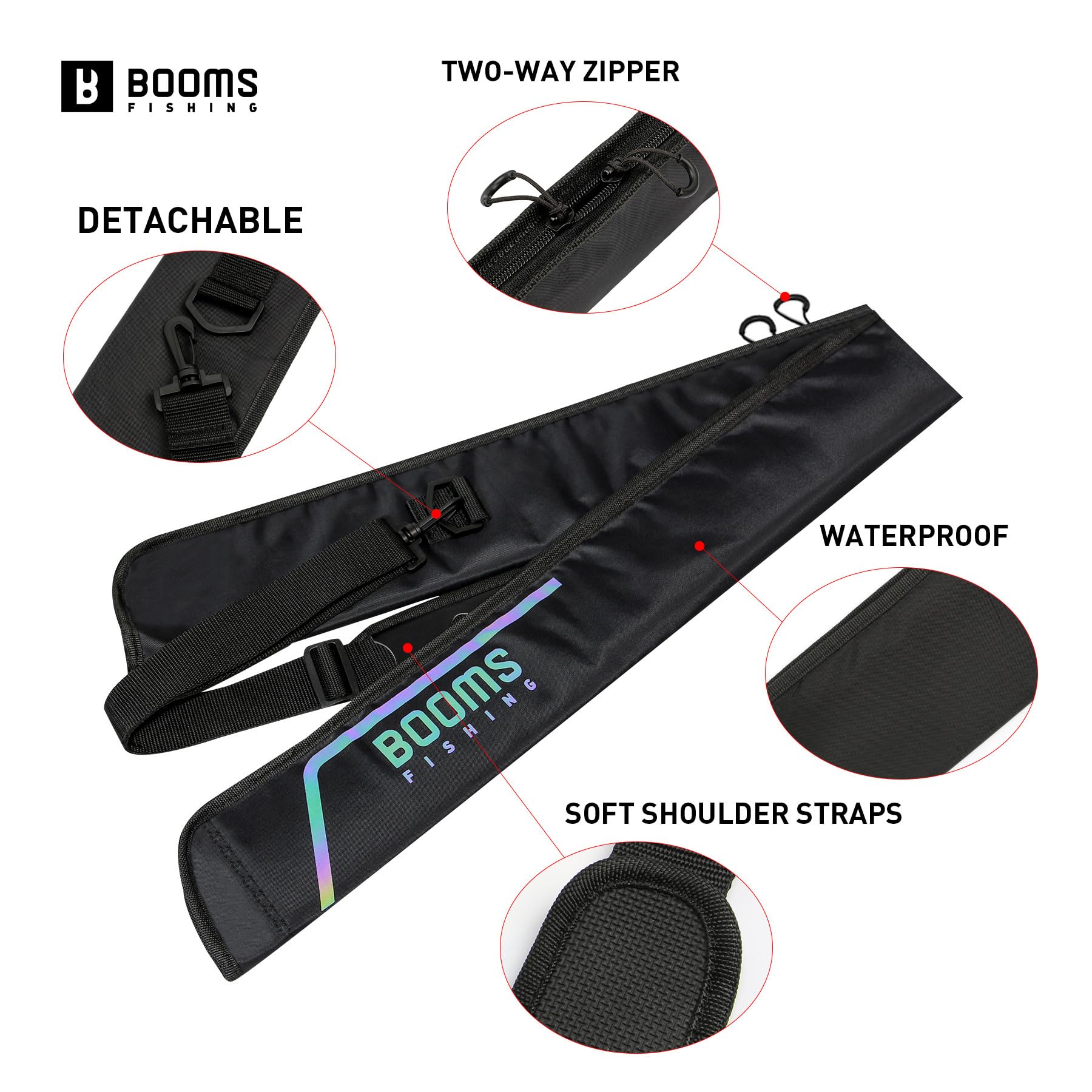 Durable nylon Booms PB3 rod bag with two-way zipper