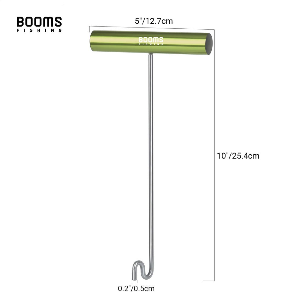 Long 10-inch hook remover tool in green finish with grip