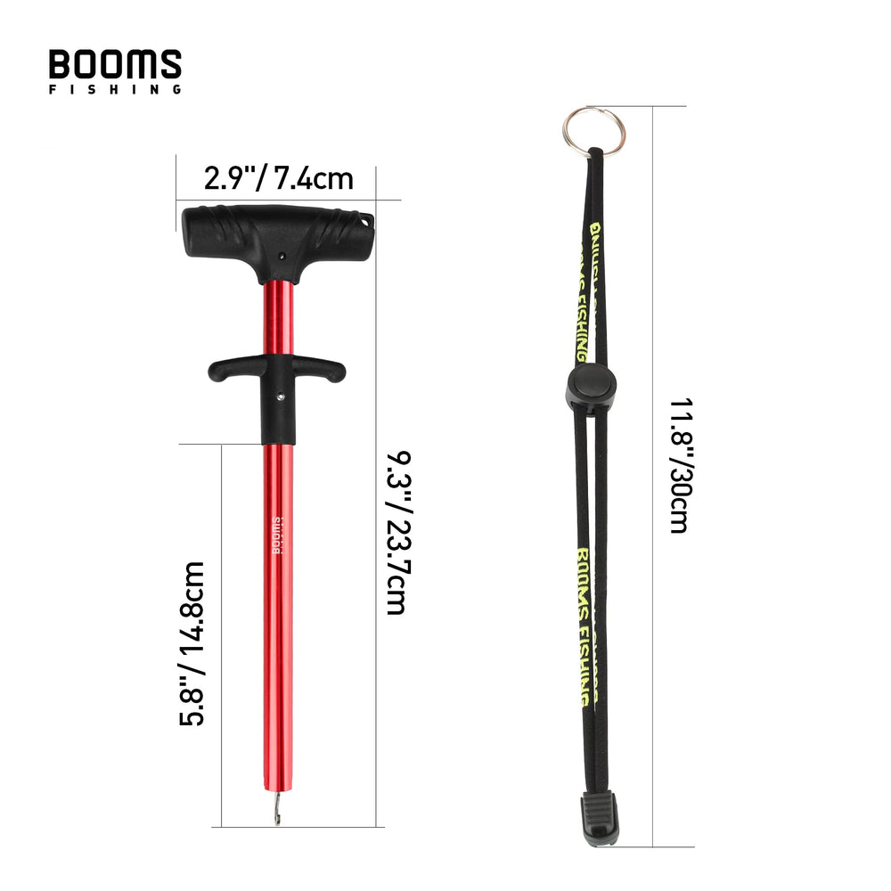 Close-up of Booms Fishing R2 Hook Remover in red, 10 inches