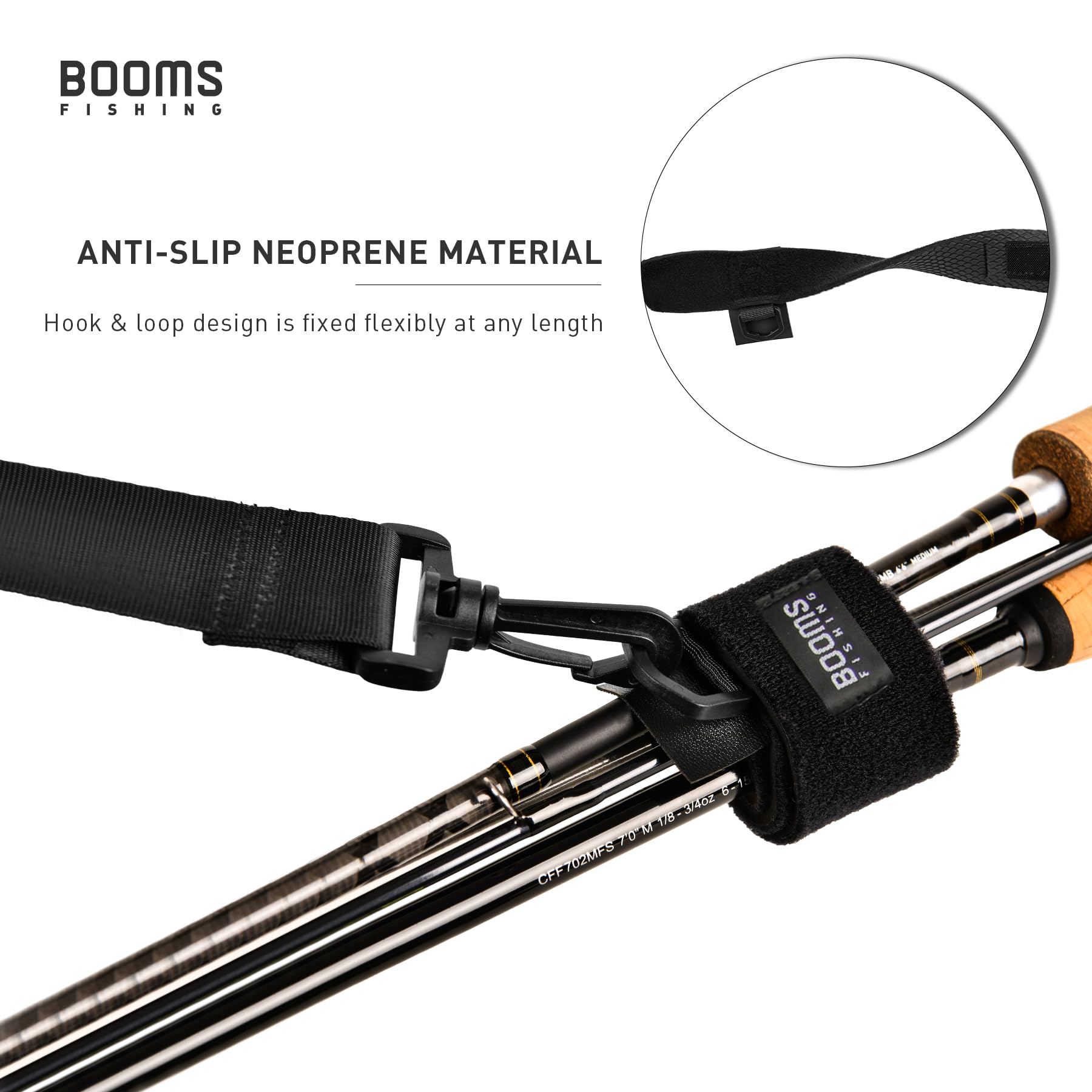 Plastic carabiner clips on Booms RS4 rod strap