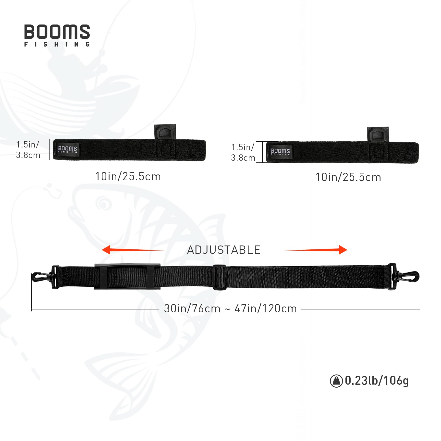 Booms Fishing RS4 Rod Carrier Strap Sling Black in use with multiple rods