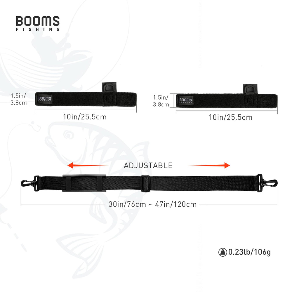 Booms Fishing RS4 Rod Carrier Strap Sling Black in use with multiple rods