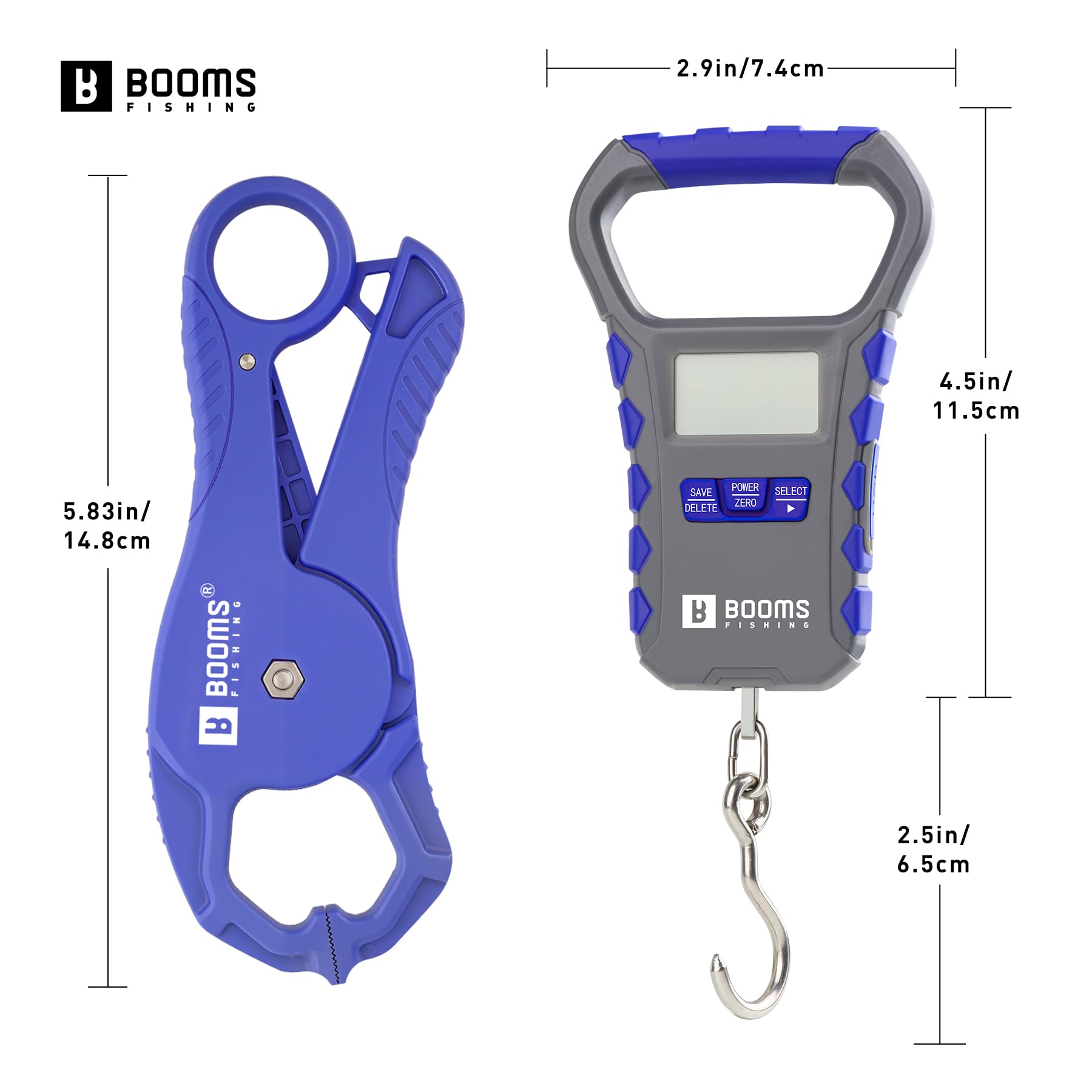 Compact handheld Booms scale shown in a tackle box