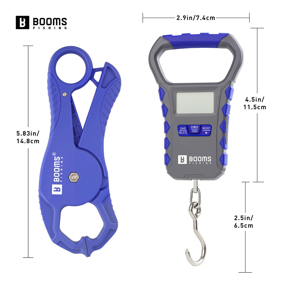 Compact handheld Booms scale shown in a tackle box