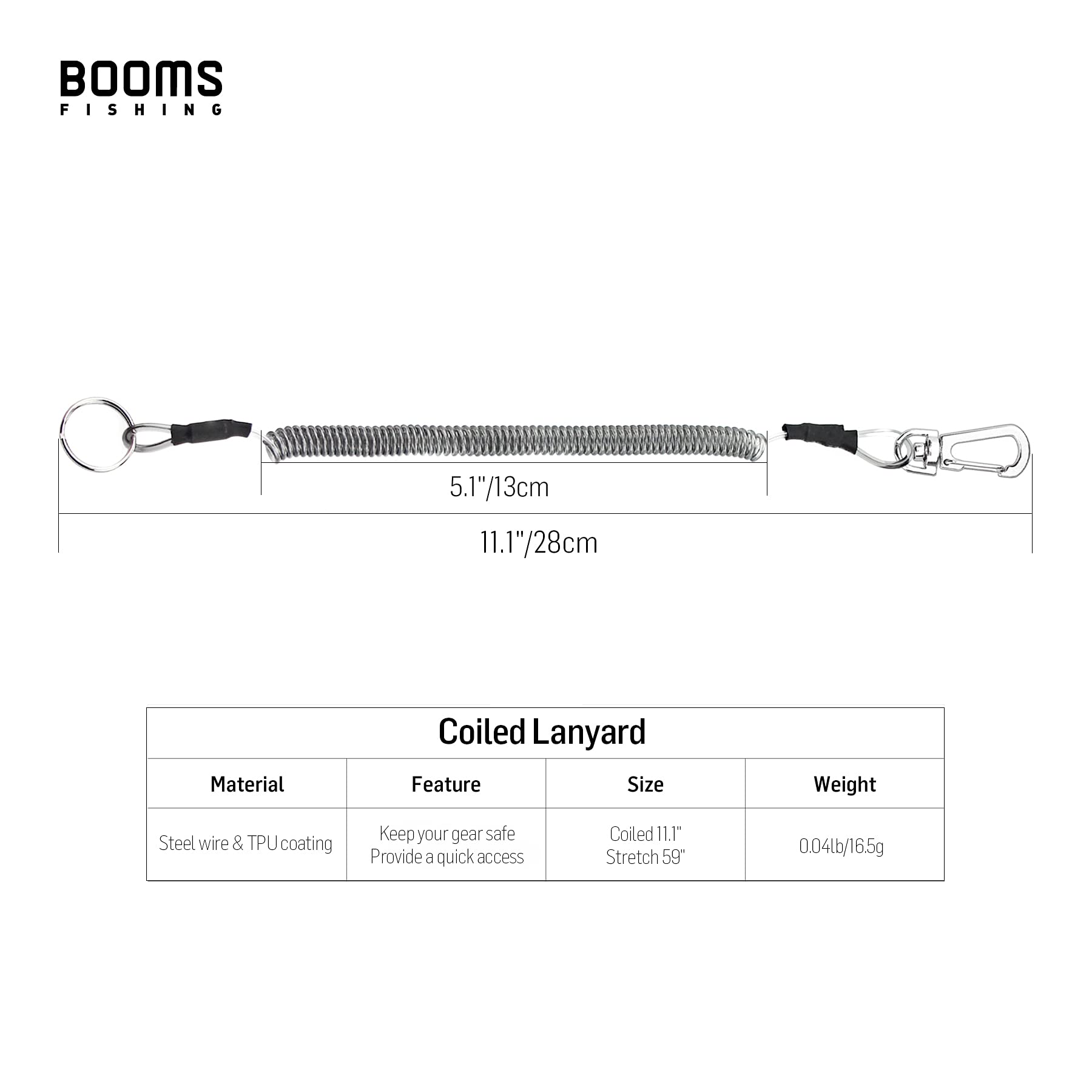 Pack of 6 Booms Fishing T04 lanyards showing colors and packaging