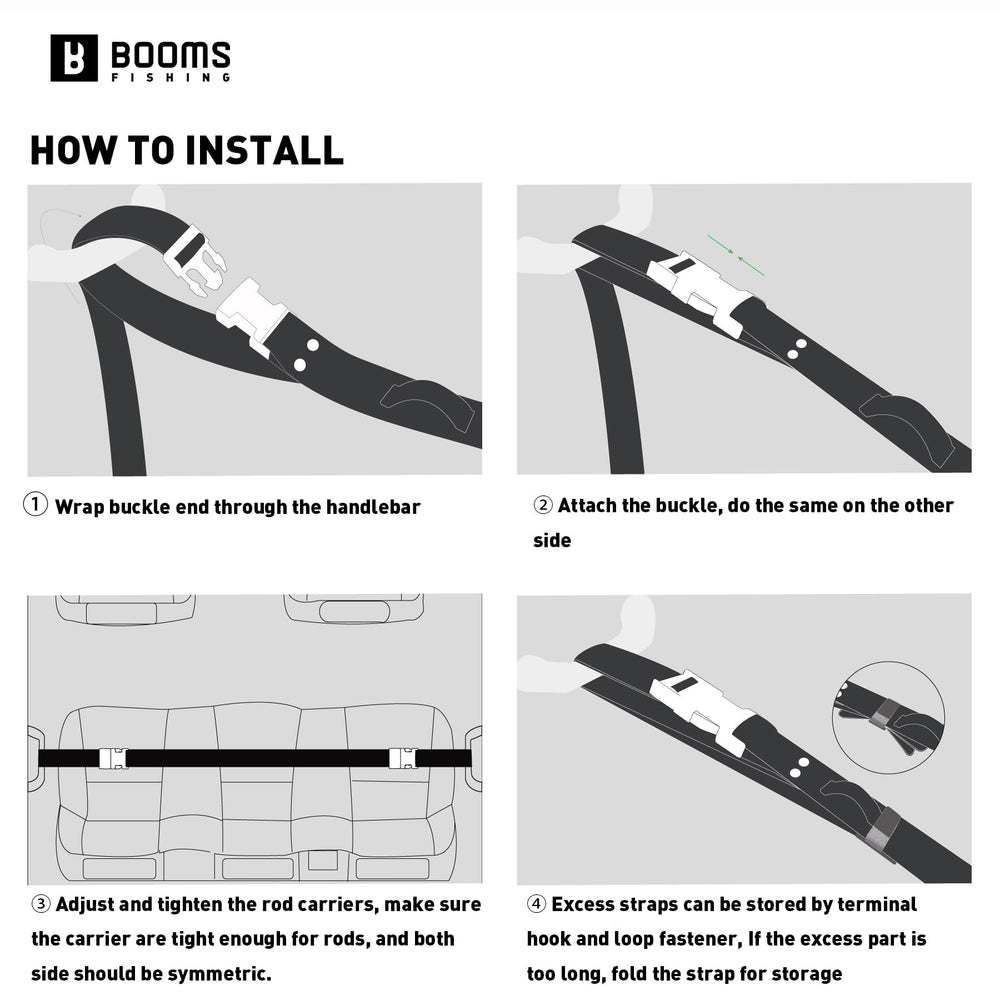 Easy no-drill installation on four roof grab handles