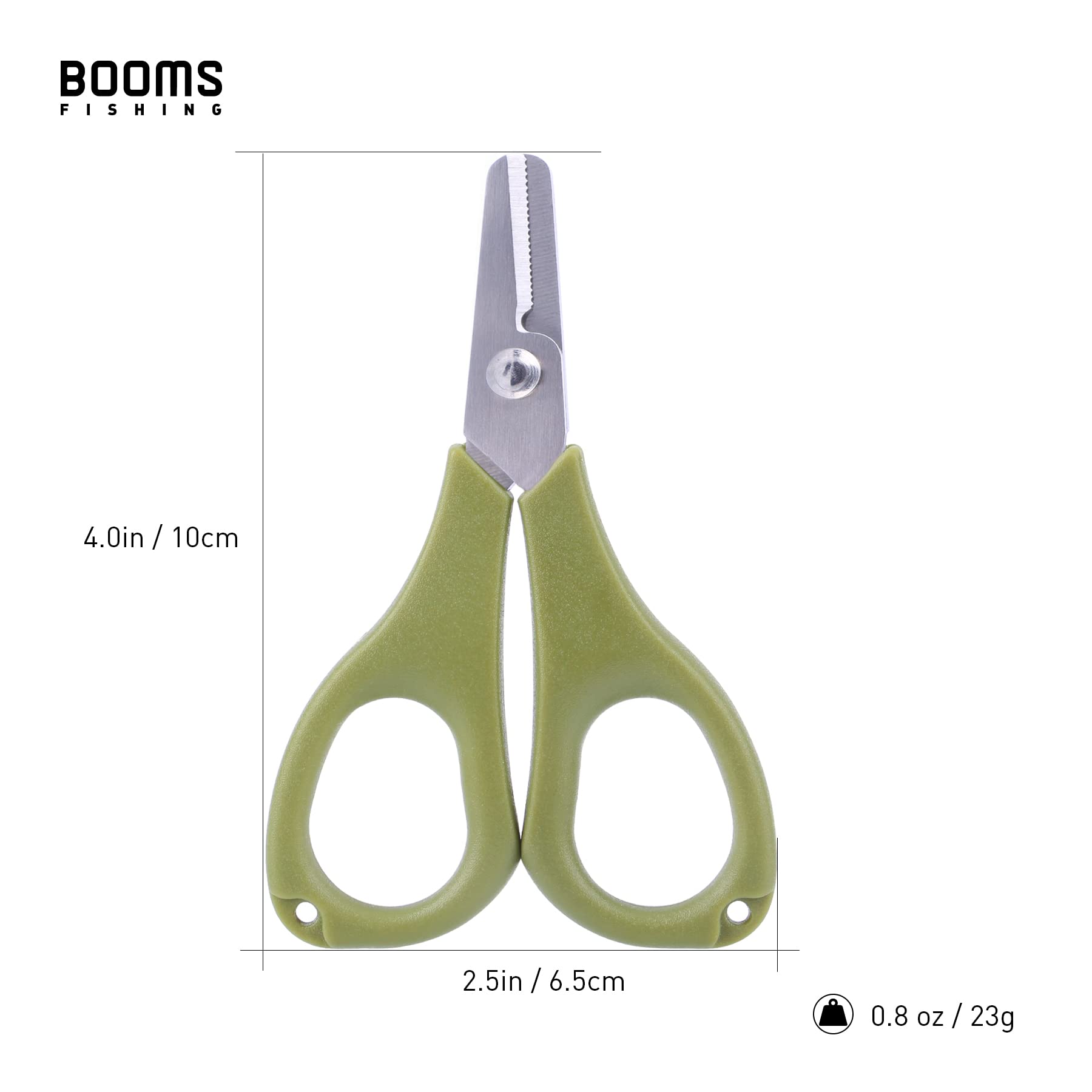 Booms S01 fishing scissors in tackle box ready for use