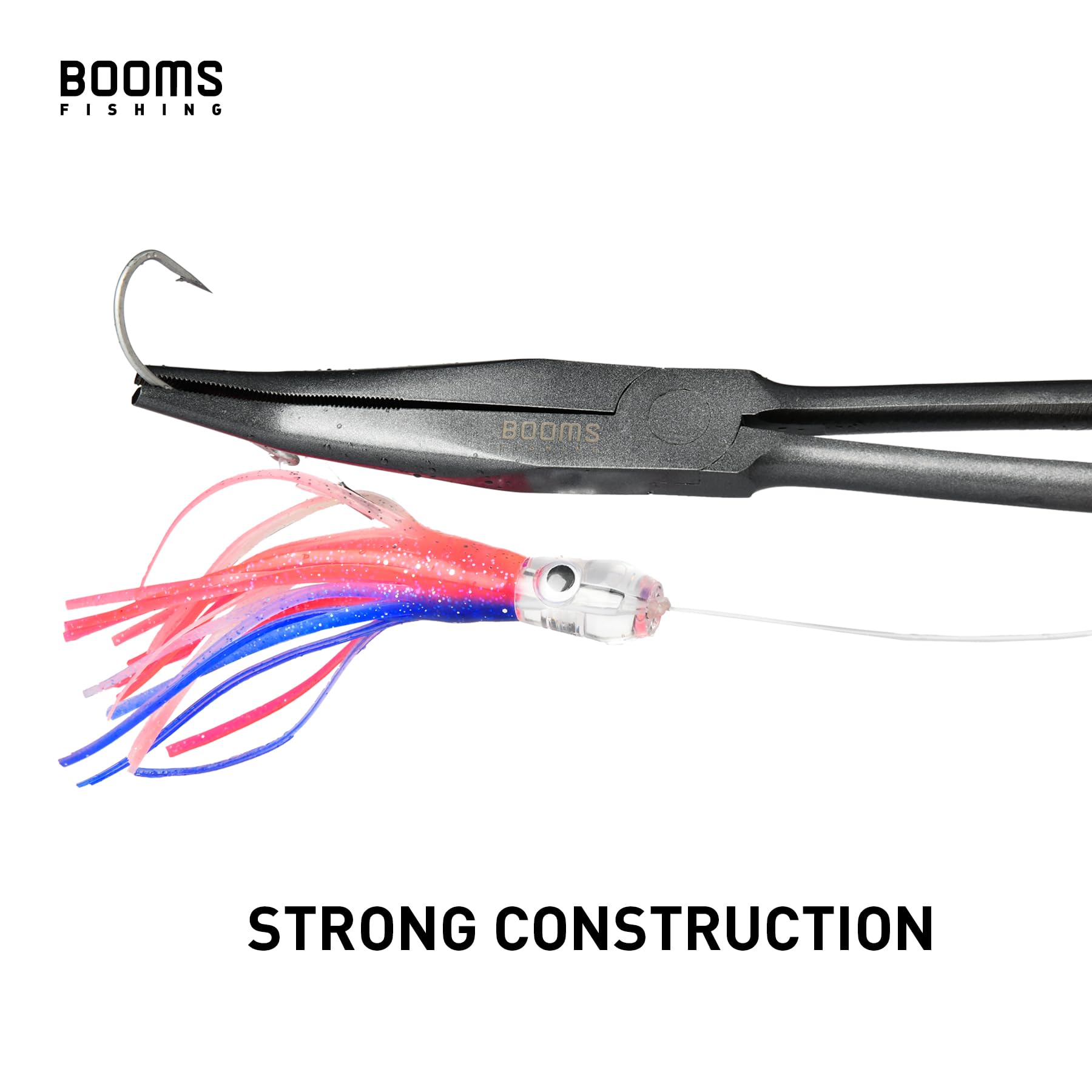 Close-up of Booms F05 hook remover showing carbon steel and PTFE coating
