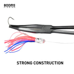 Close-up of Booms F05 hook remover showing carbon steel and PTFE coating