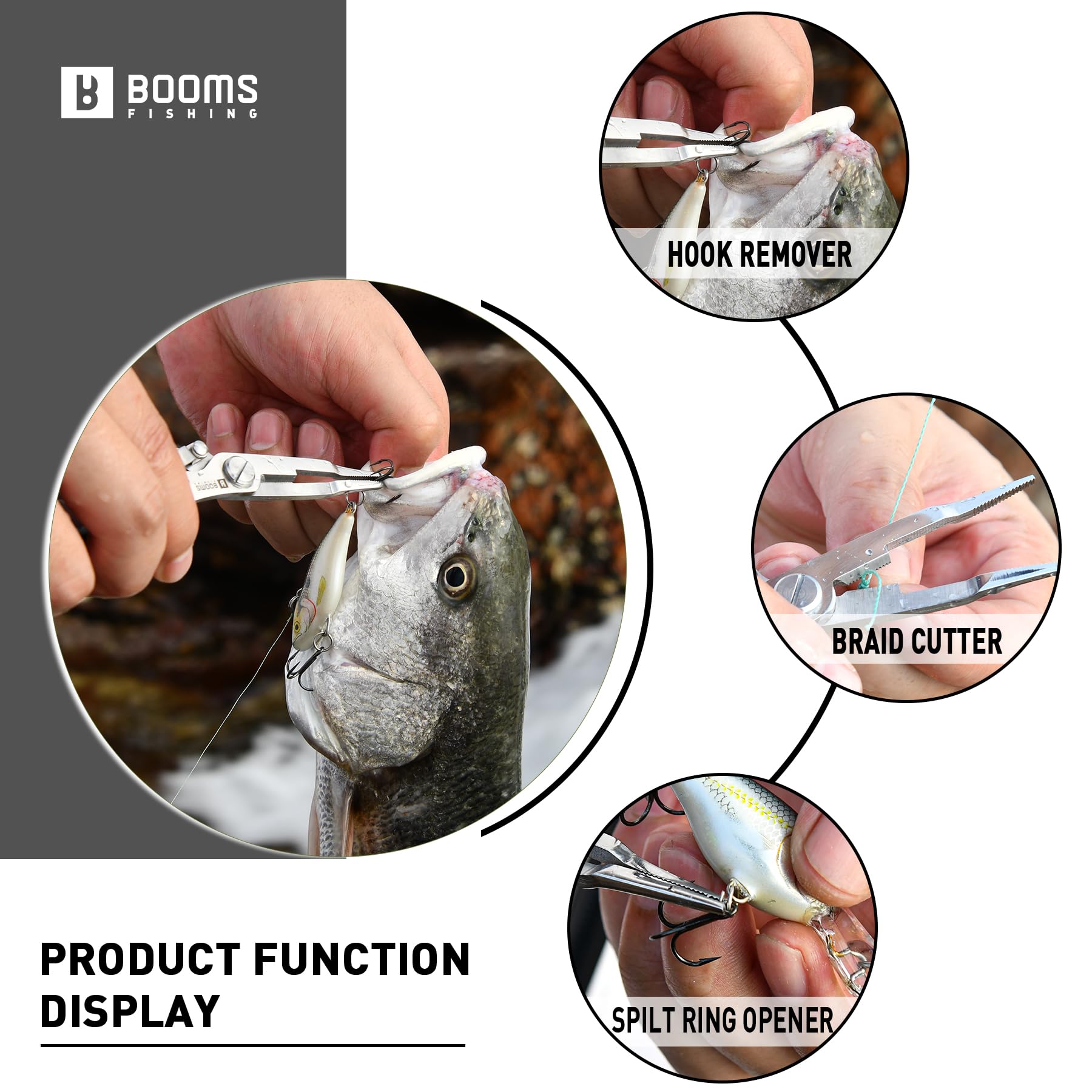 Pliers cutting braided line, mono, fluorocarbon and wire