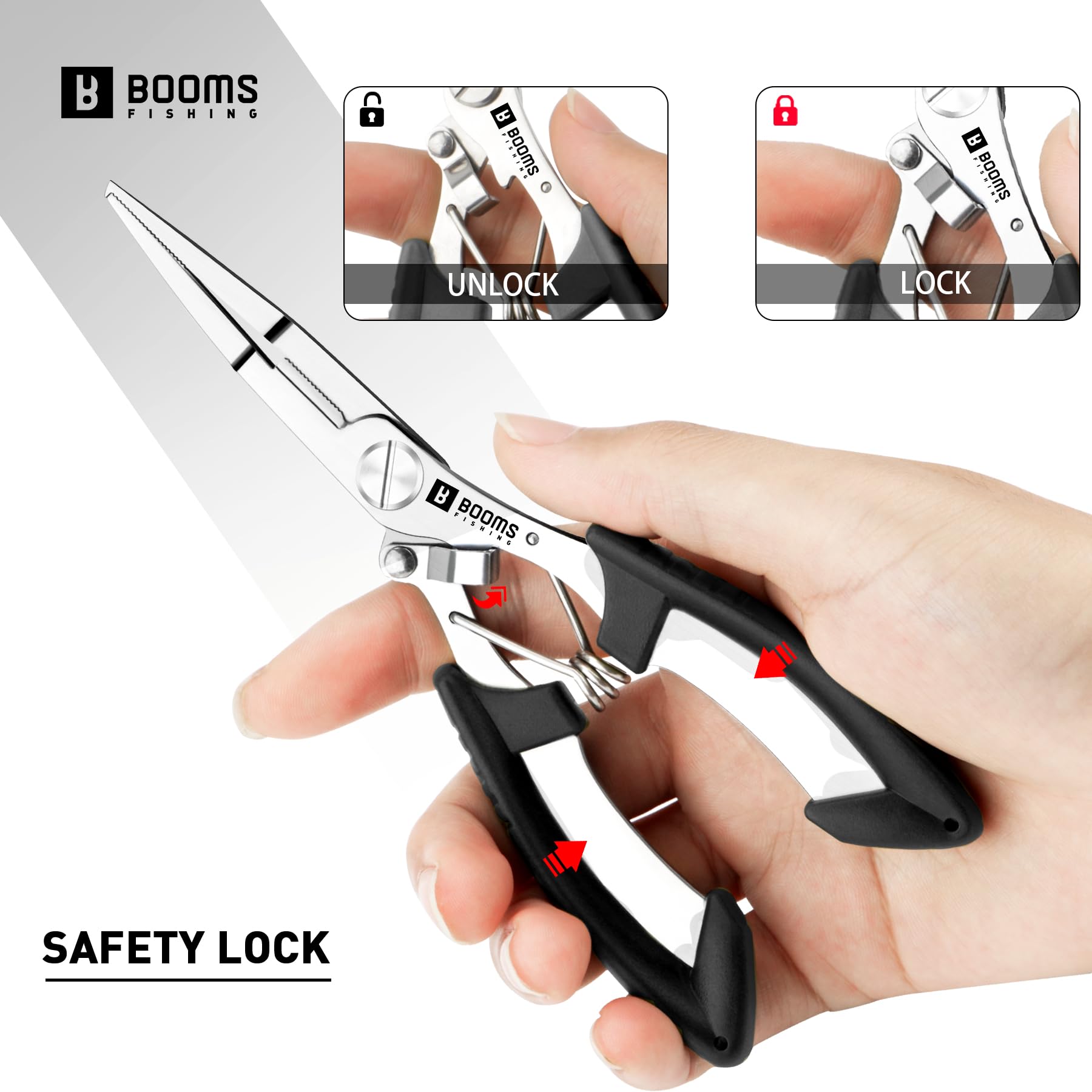 Product shot of Booms Fishing H01 small pliers in black
