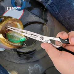 Stainless steel saltwater pliers with long-nose tip