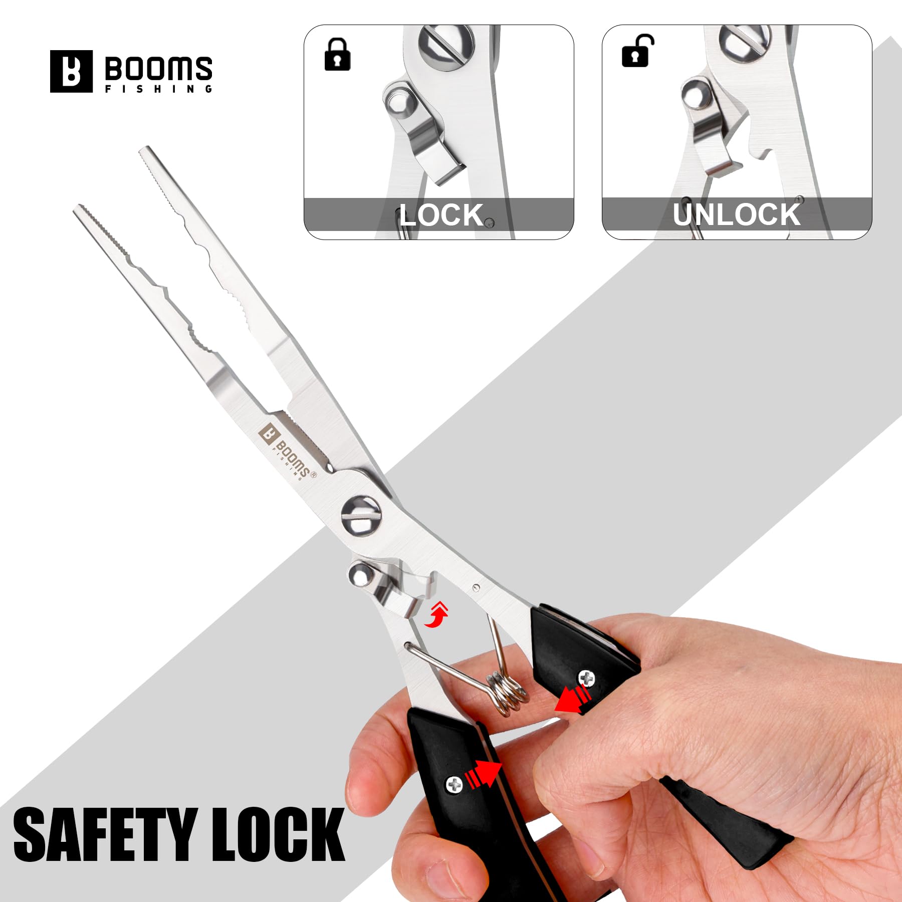 Safety/lock design on Booms Pliers