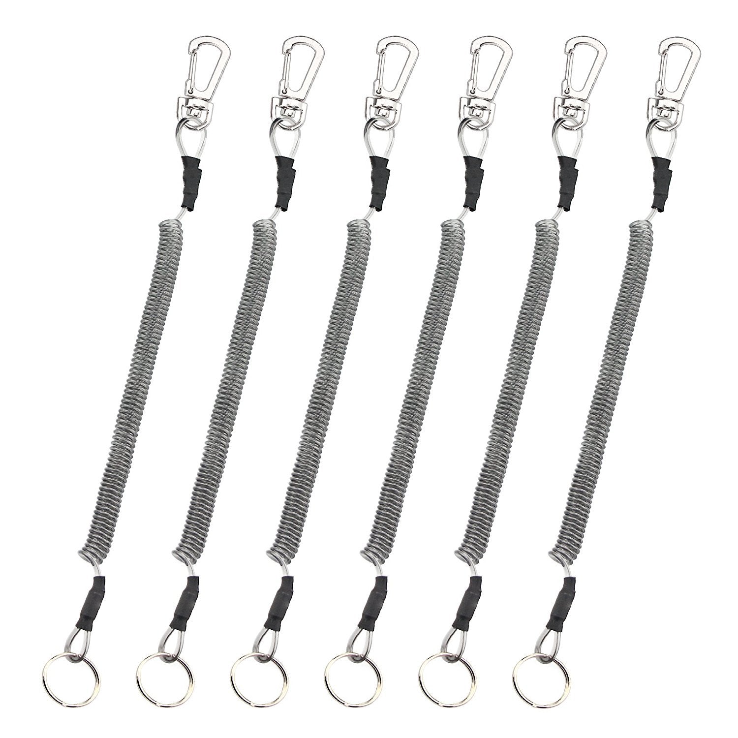 Booms Fishing T04 Lanyard 6pcs pack with stainless steel split ring close-up