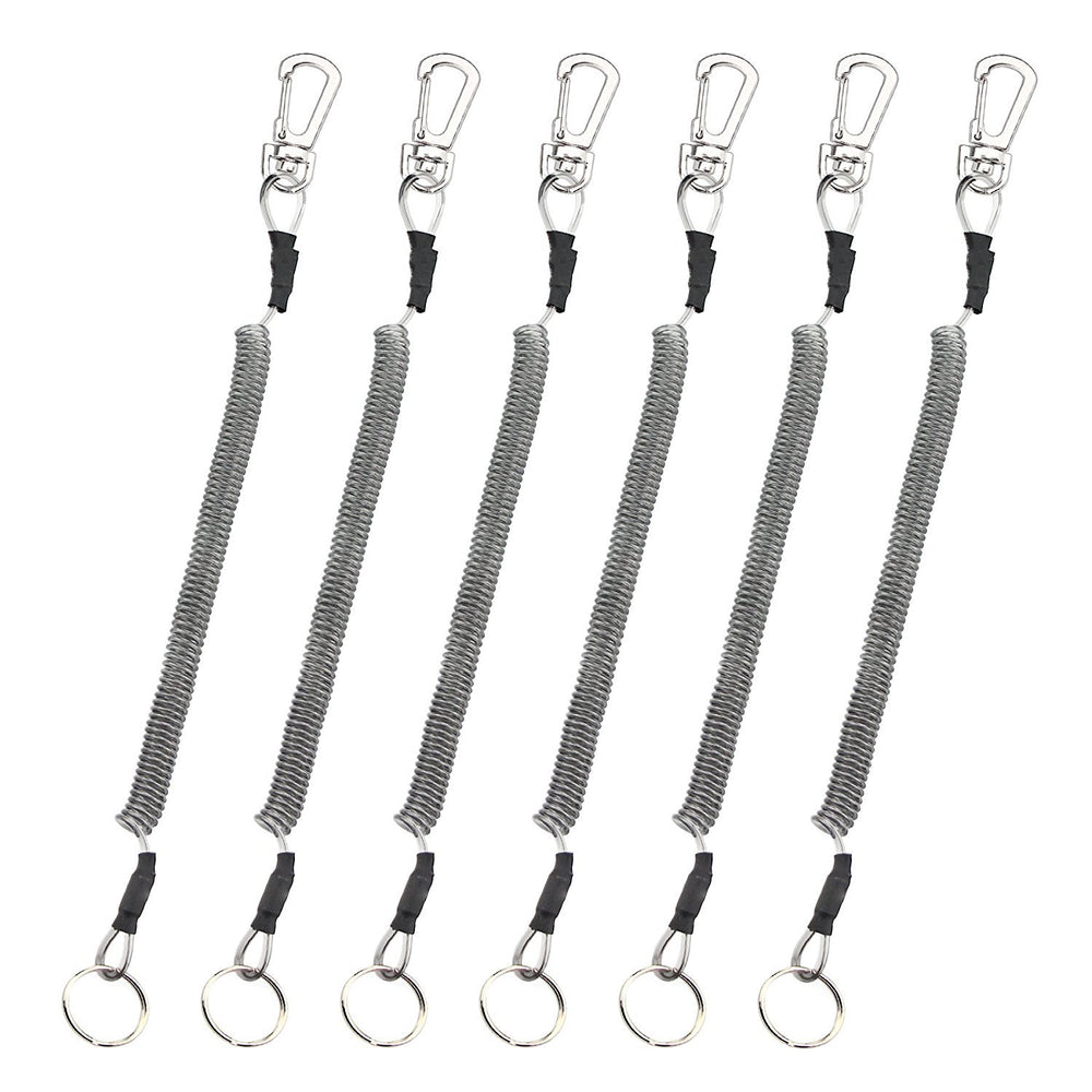 Booms Fishing T04 Lanyard 6pcs pack with stainless steel split ring close-up