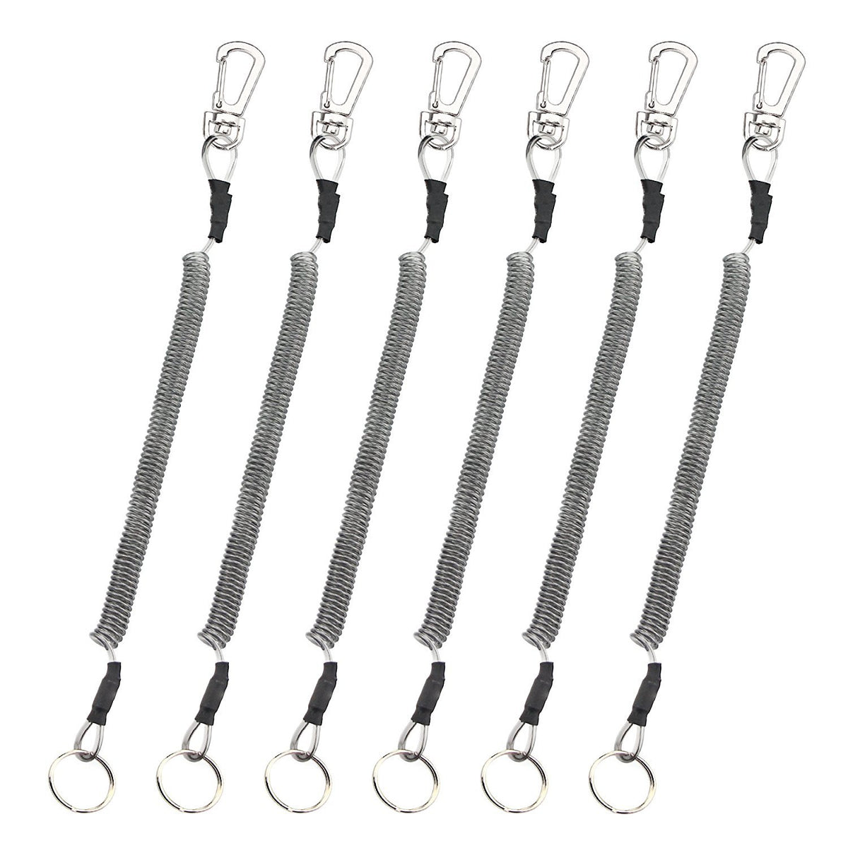 Booms Fishing T04 Lanyard 6pcs pack with stainless steel split ring close-up