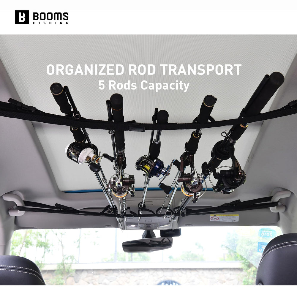 Close-up of adjustable strap system securing rods in Booms VRC Carrier