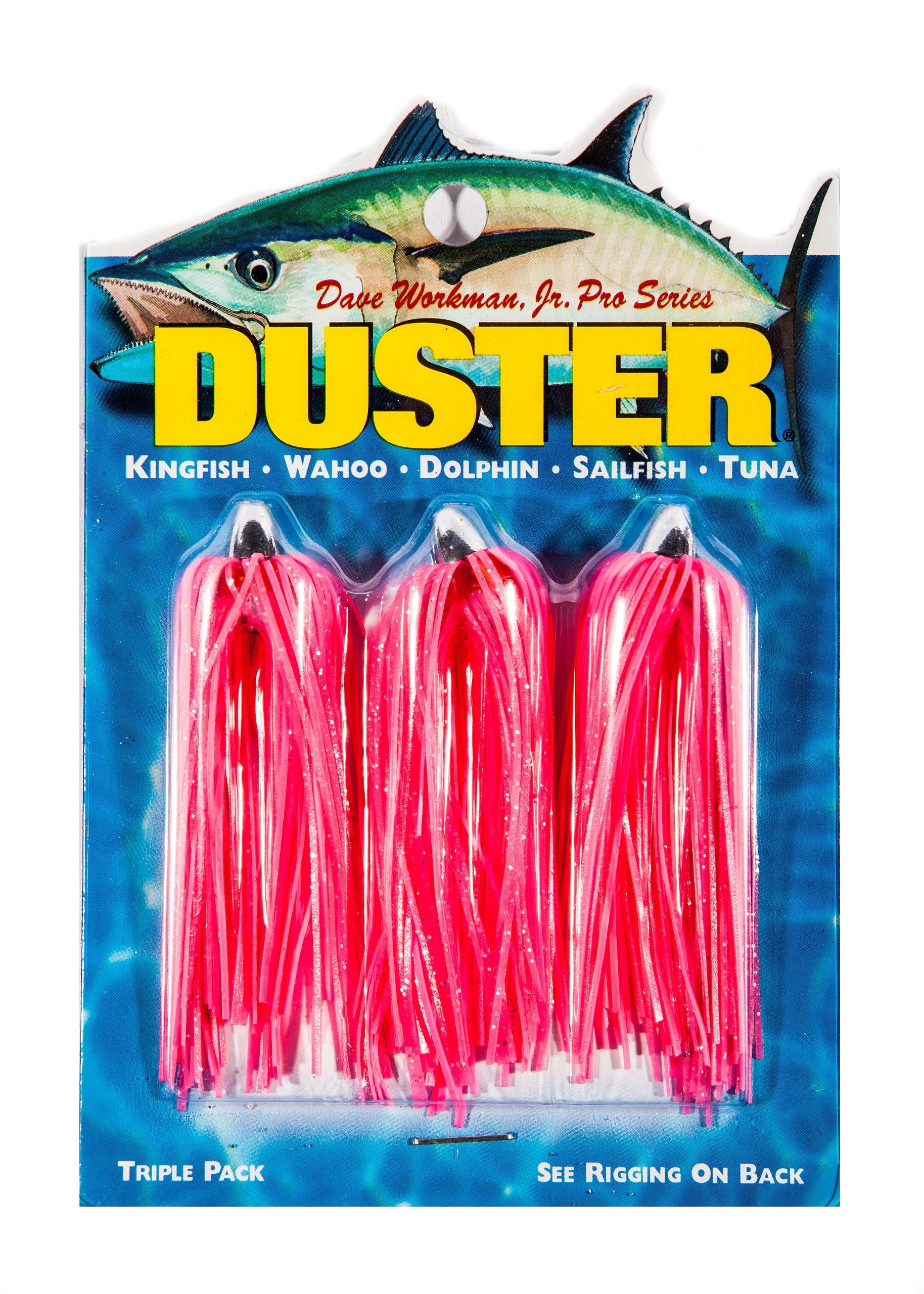 Boone Duster Lures Pack 3 Lt Pink Sparkle attract kingfish with live bait.