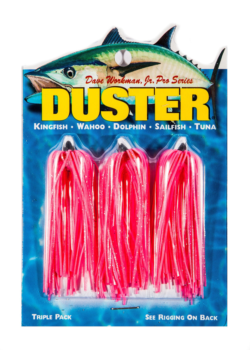 Boone Duster Lures Pack 3 Lt Pink Sparkle attract kingfish with live bait.