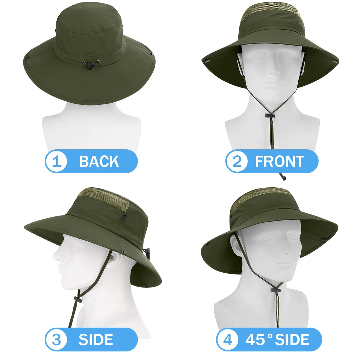 Army green Boonie Hat - side view