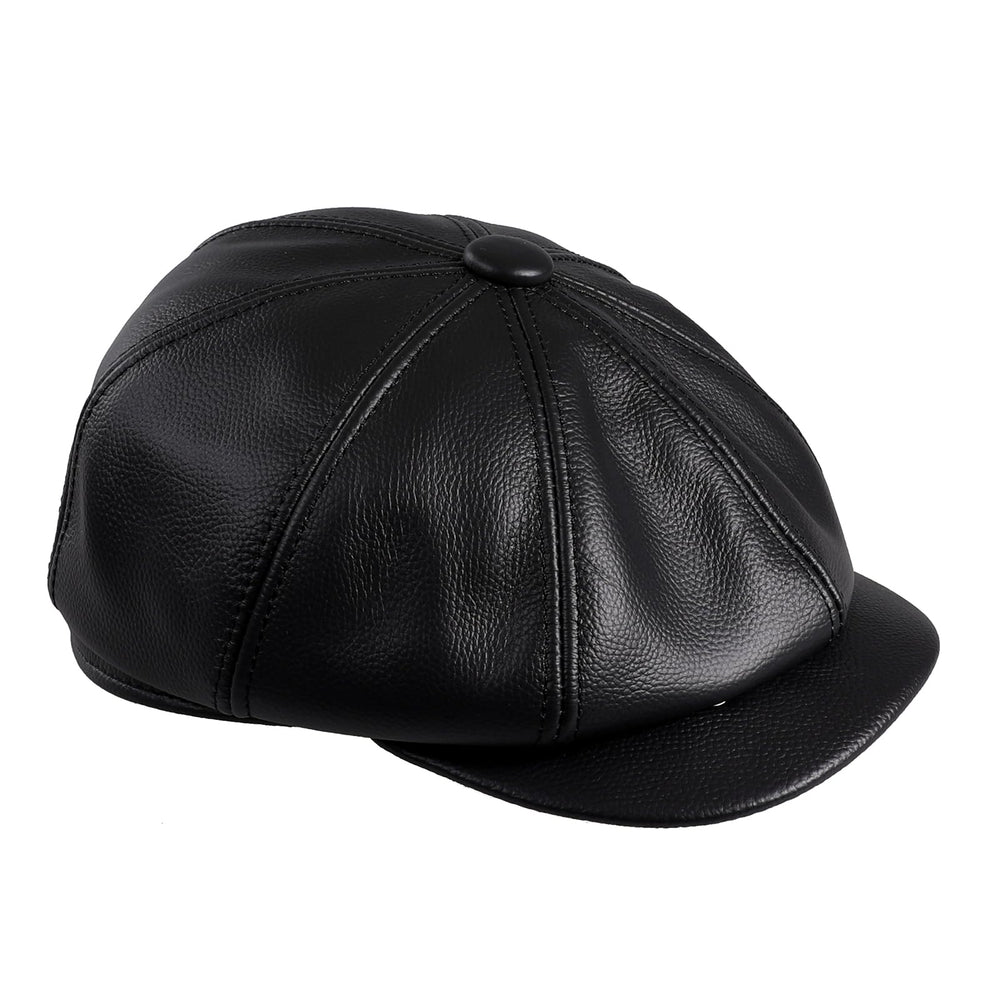 BOONJOVIA men's newsboy cap leather back view classic cabbie silhouette