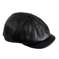 BOONJOVIA men's newsboy cap leather back view classic cabbie silhouette