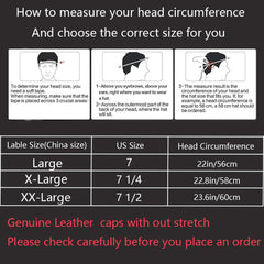 BOONJOVIA men's newsboy cap leather side view highlights durable stitching