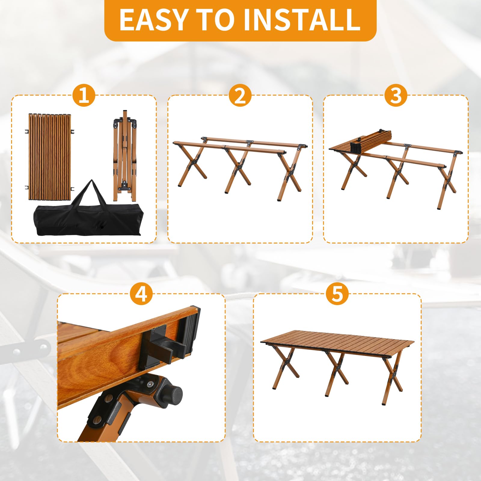 BOOSDEN laptop-use table shows stability for outdoor work.