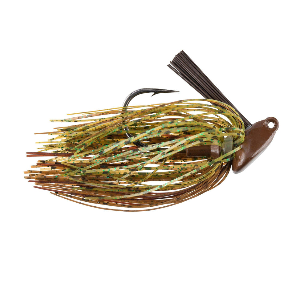 Booyah Bankroll Jig uses a stand-up design to prop upright on the bottom for better contact.