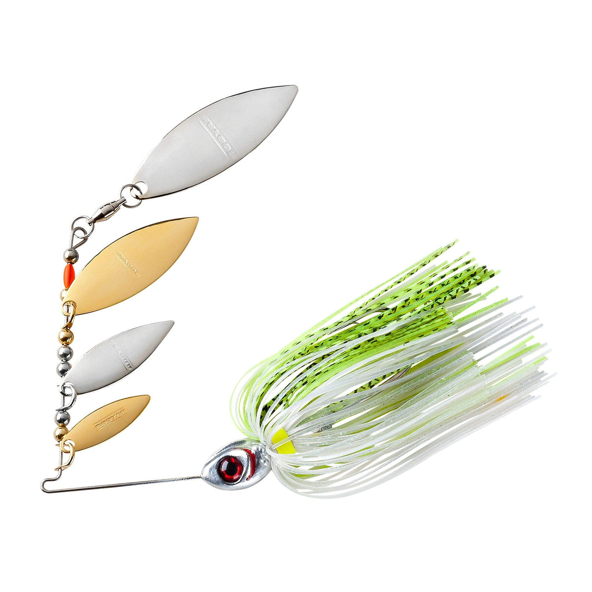 Booyah BYSS38-613 Super Shad spinnerbait front view with chartreuse color attracts bass.