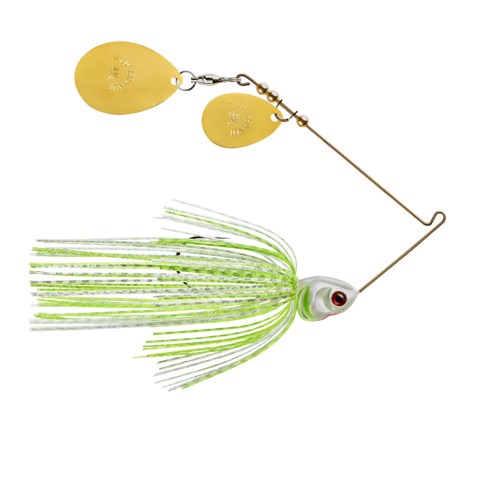 Booyah Covert spinnerbait in white chartreuse silver scale enhances tracking and casting versatility
