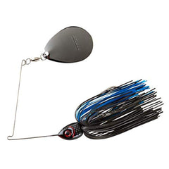 Booyah MoonTalker spinner blade lure in black-blue, attracting night bass with vibration