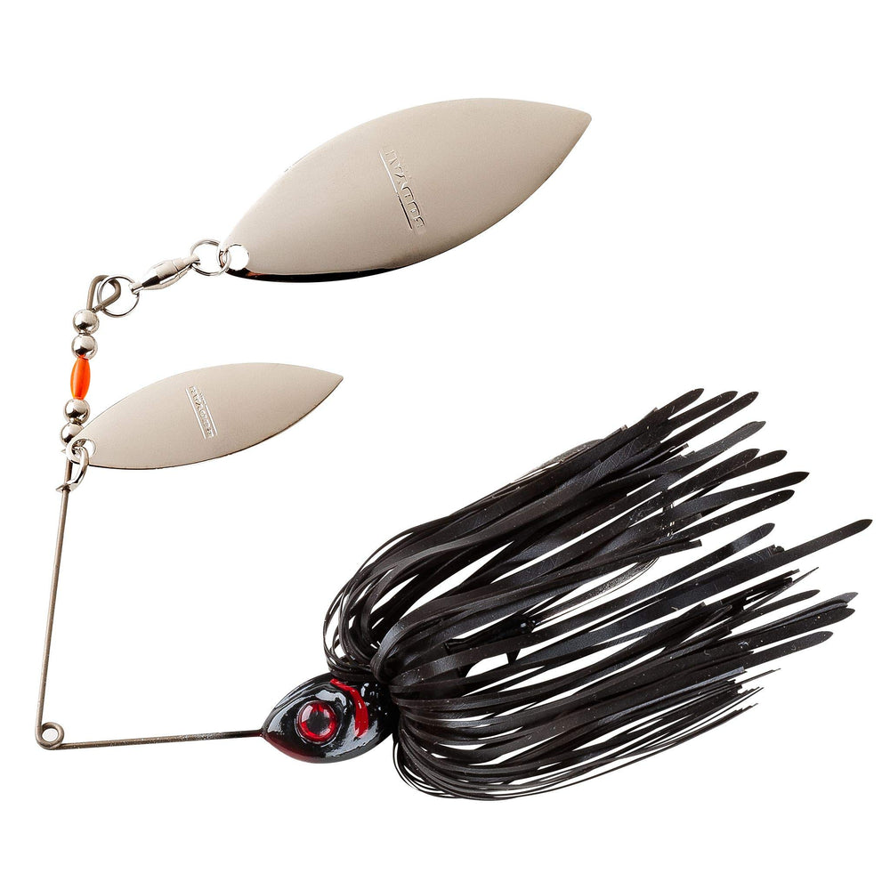 Booyah Pikee Midnight spinnerbait in action attracting strikes from pike and muskies