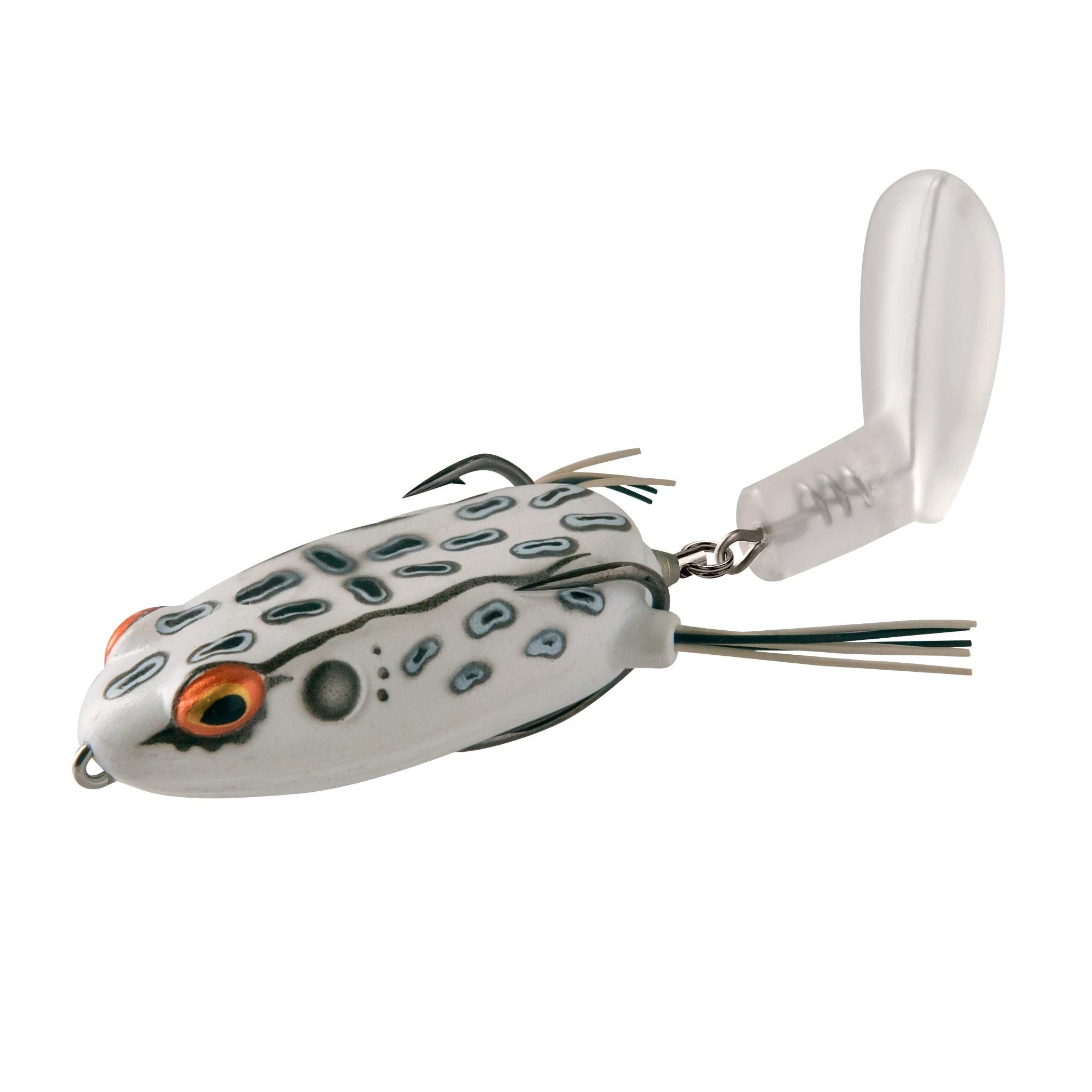 Booyah ToadRunner Jr Albino Frog 3in front view demonstrates lifelike motion to attract bass