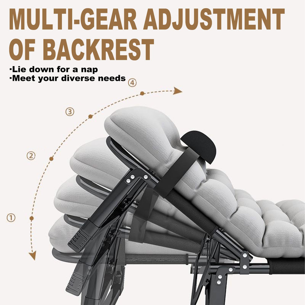 Bop adjustable 4-position recliner demonstrates multiple comfort positions for camping.