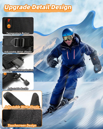 Bopoid heated gloves non-slip palm enhances grip on tools and handlebars in cold weather.