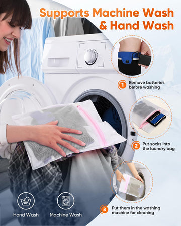 Bopoid heated socks are machine-washable using the provided laundry bag