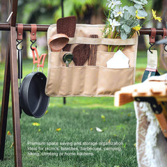 BORDSTRACT storage bag with multiple compartments keeps utensils and bottles organized.