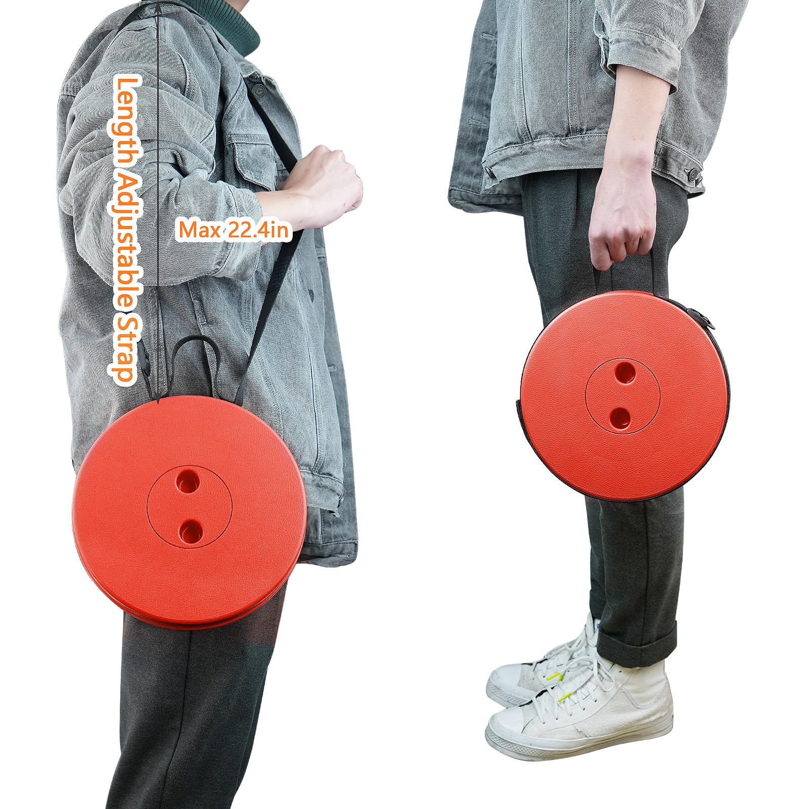 Boreeman all-red folding stool shown outdoors for versatile seating.