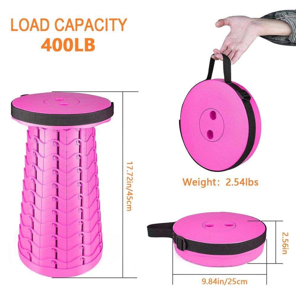 Boreeman folding stool pink carry strap demonstrates easy transport for hikes and picnics