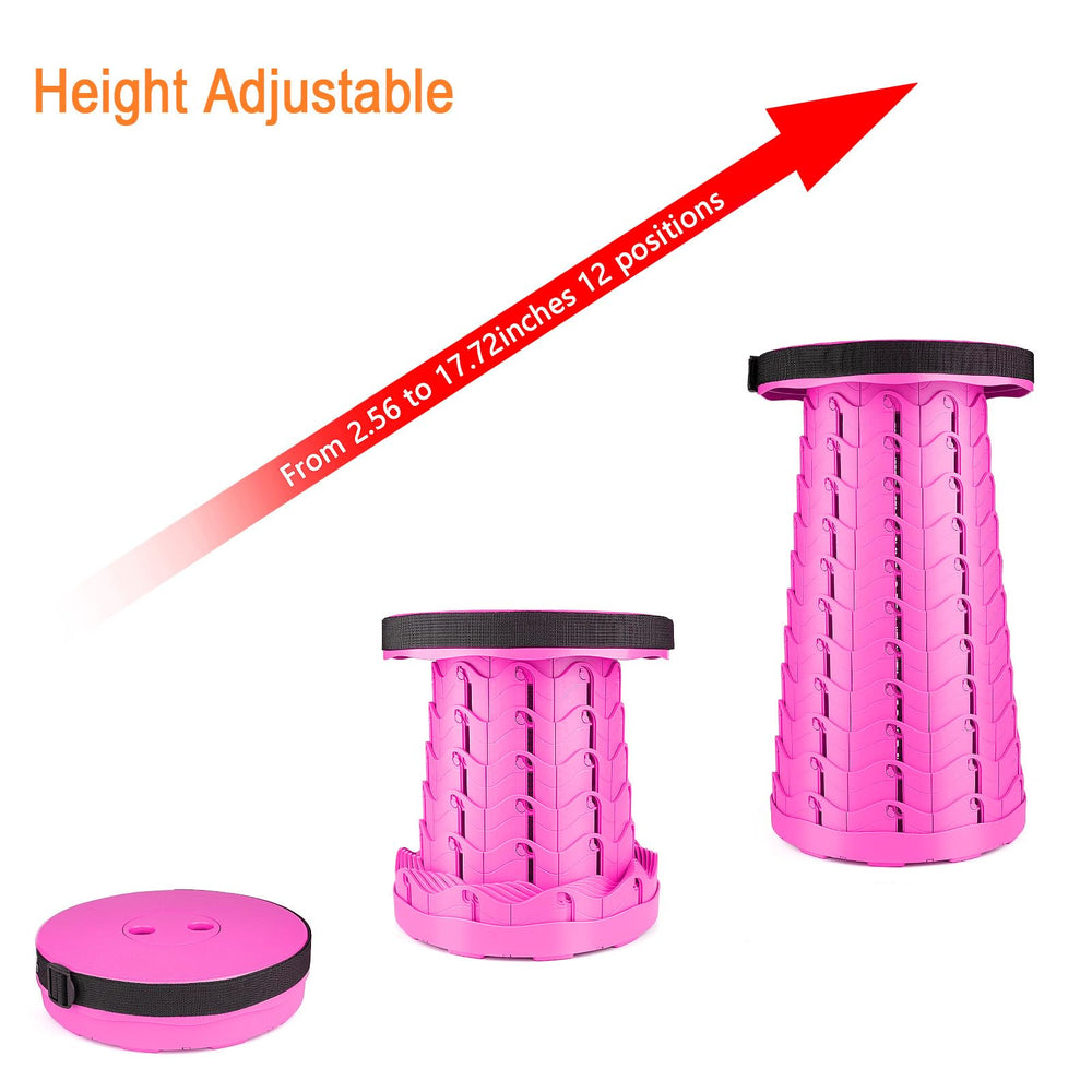 Boreeman pink height-adjustment feature highlights customizable seating height on uneven terrain