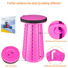 Boreeman pink open-close stool displays smooth deployment for quick seating