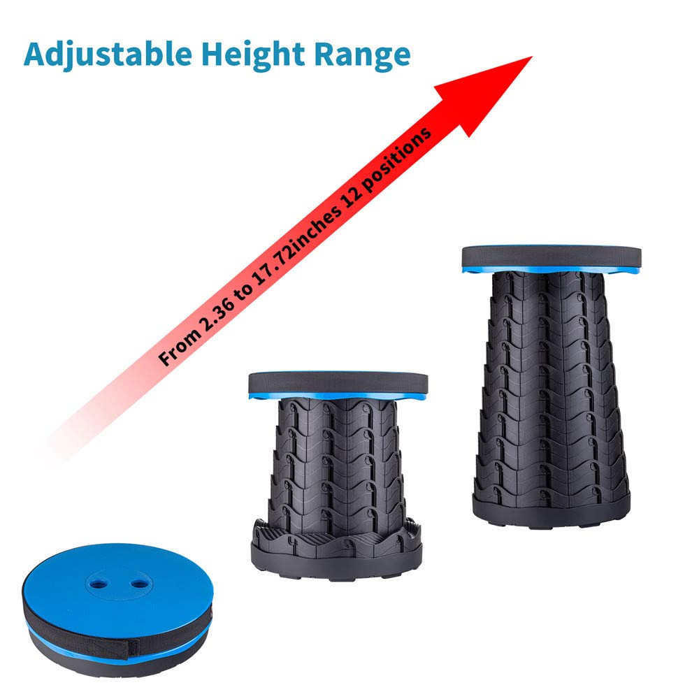 Boreeman blue folding stool finish adds outdoor-friendly style.