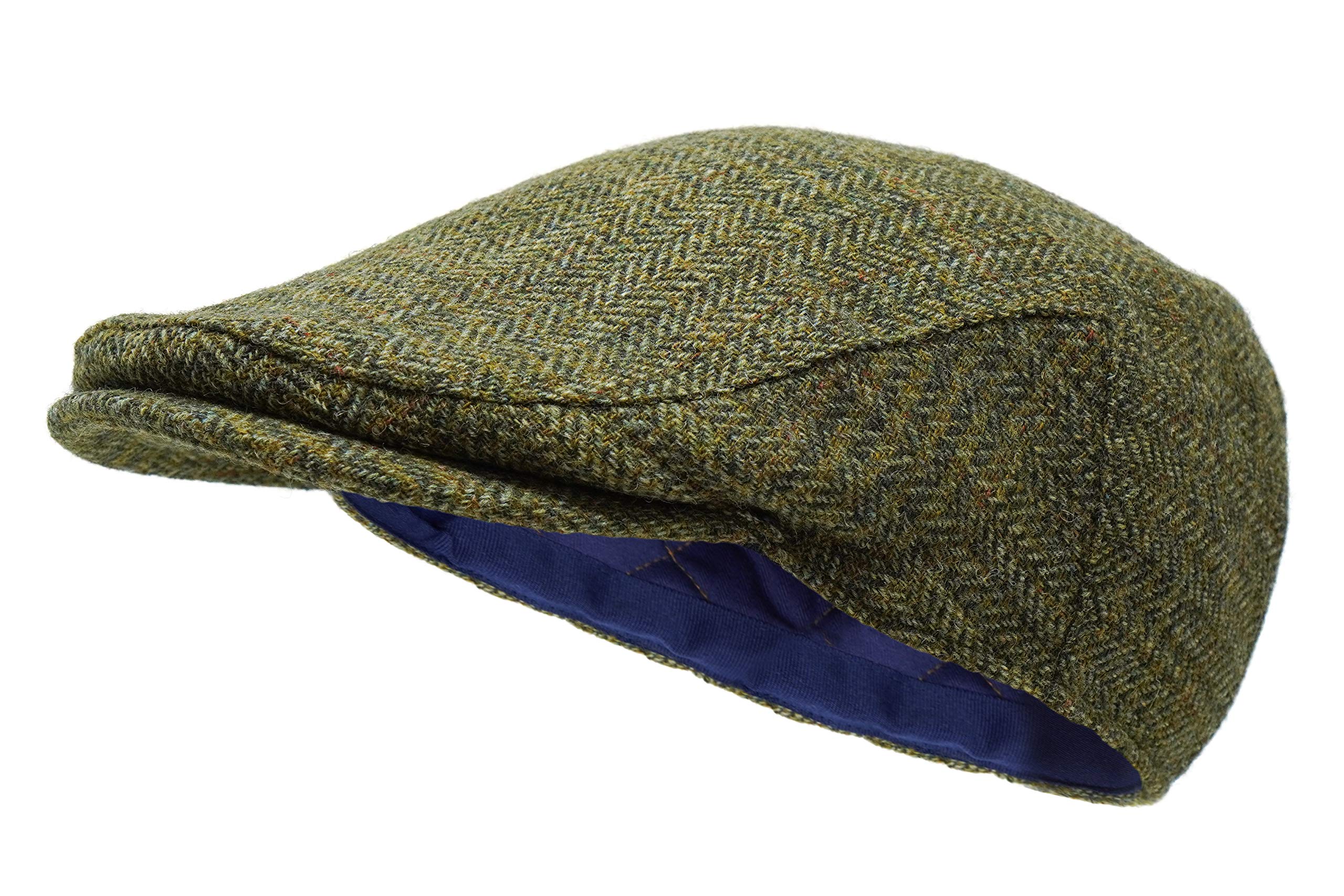 Borges & Scott Galway flat cap front view in country green for coastal wear.