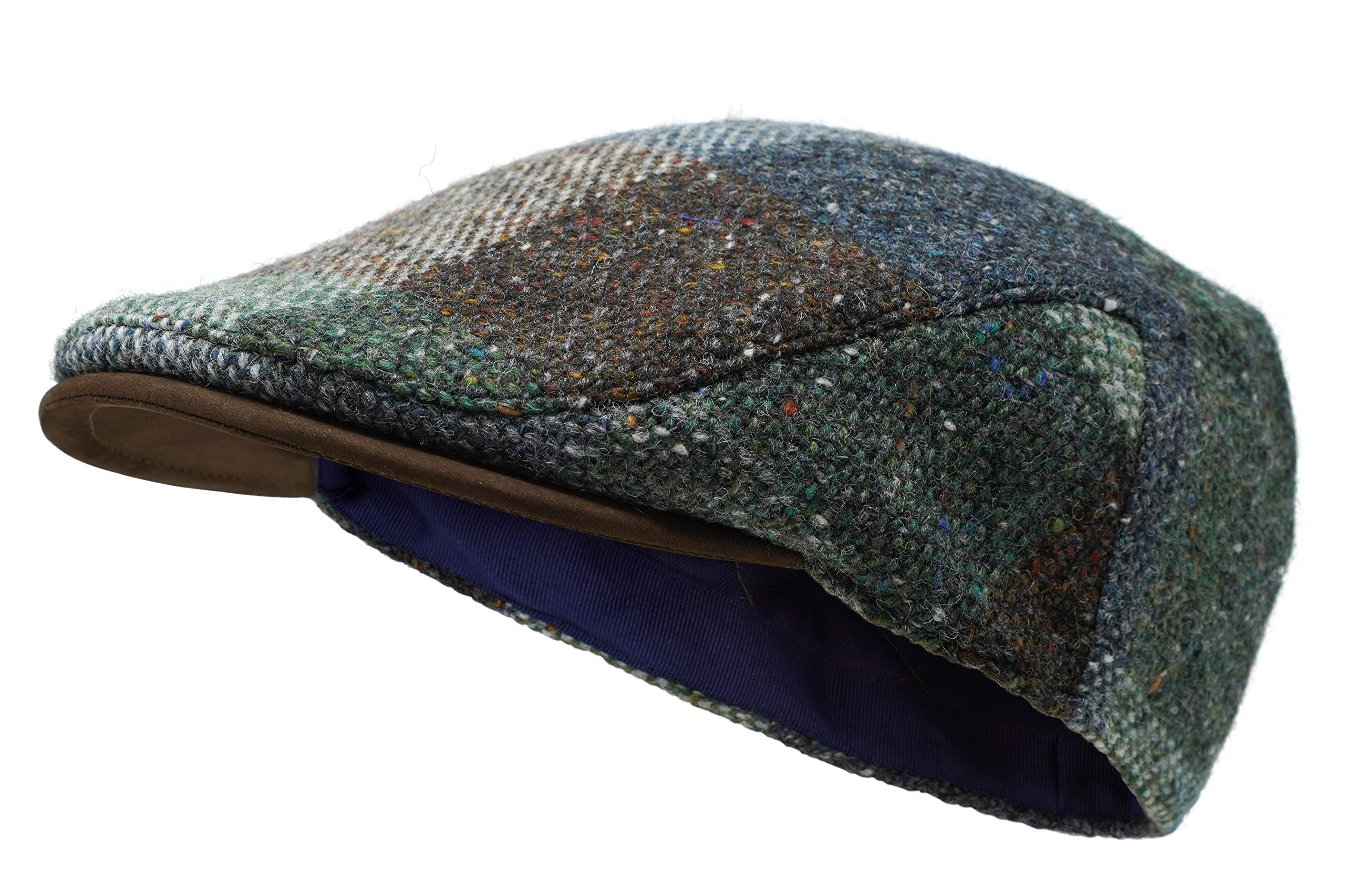 Borges & Scott Sloan patchwork tweed cap with Nubuck brim for stylish warmth.